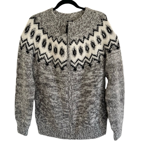 Icewear Hulda Gray Icelandic Wool Sweater With Zipper Cardigan NWT Large - Picture 1 of 10